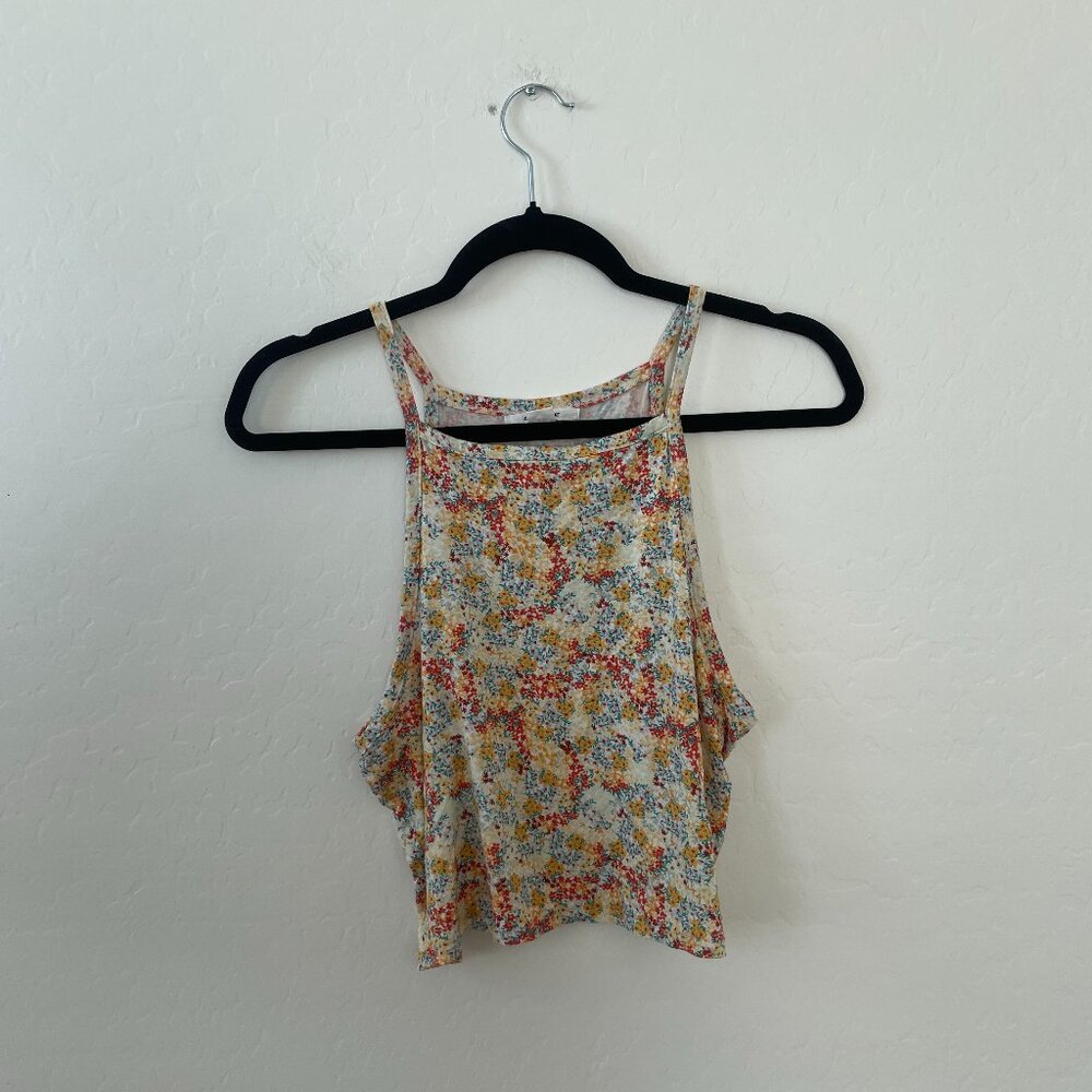 ⭐Shaun Ditsy Floral Boho Bohemian Trendy Crop Muscle Hipster Hippie Hip Tank Top - Picture 2 of 7